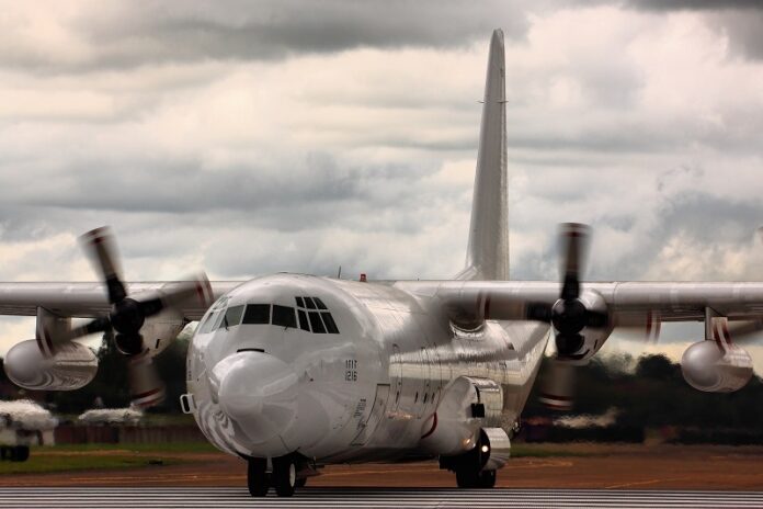 A C-130 Hercules model, similar to the one that crashed Sunday in Papua, is seen here in 2012 at the Royal International Air Tattoo show in Gloucestershire, England. Photo: Airwolfhound / Flickr