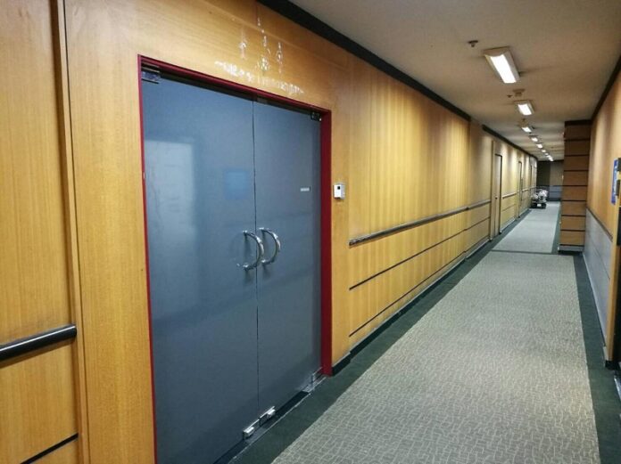 The doors to the BBC’s offices in the Maneeya Building on Sukhumvit Road were locked Wednesday.