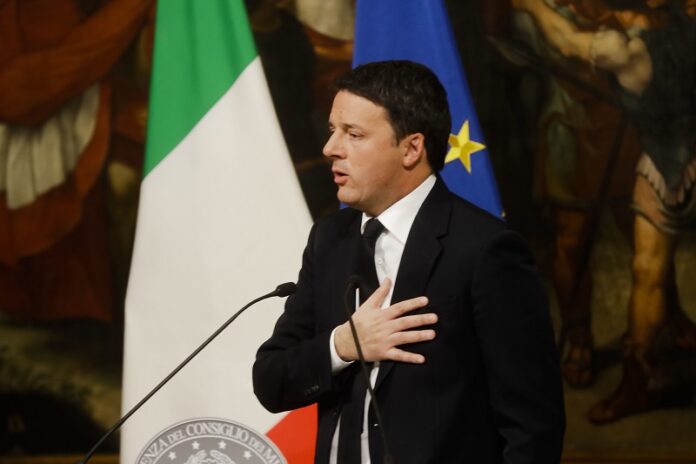 Italian Premier Matteo Renzi speaks early Monday during a press conference at the premier's office Chigi Palace, in Rome, Italy. Photo: Gregorio Borgia / Associated Press