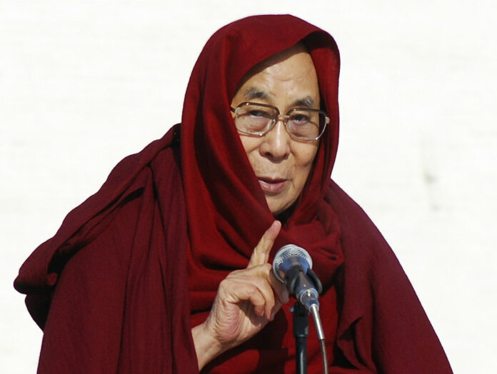 Dalai Lama speaks at the Janraiseg temple of Gandantegchinlen monastery in Ulaanbaatar, Mongolia. Photo: Ganbat Namjilsangarav / AP.