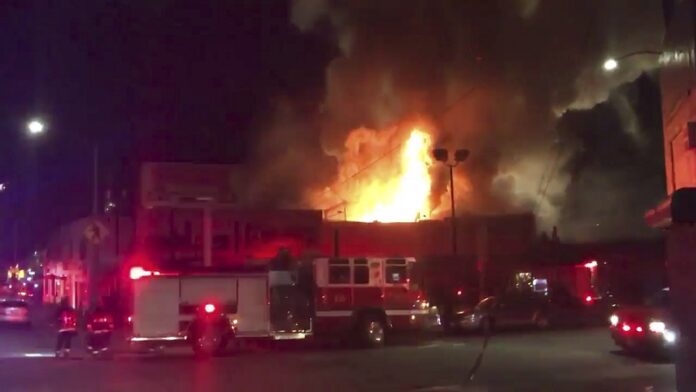 The scene of a fire in Oakland, early Saturday, Dec. 3, 2016. Photo: Associated Press