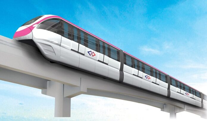 Rendered image of the Pink Line monorail. Photo: Mass Rapid Transit Authority of Thailand
