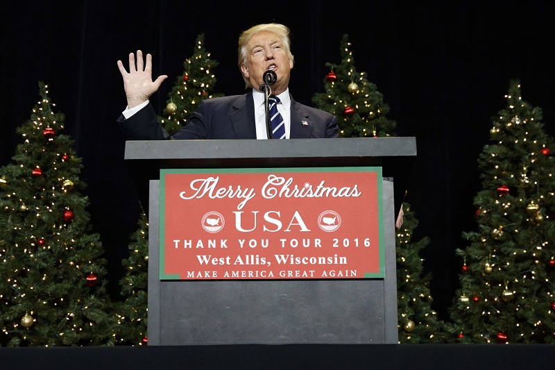 President-elect Donald Trump speaks Dec. 13 during a rally at the Wisconsin State Fair Exposition Center in West Allis, Wisconsin. Photo: Evan Vucci / Associated Press