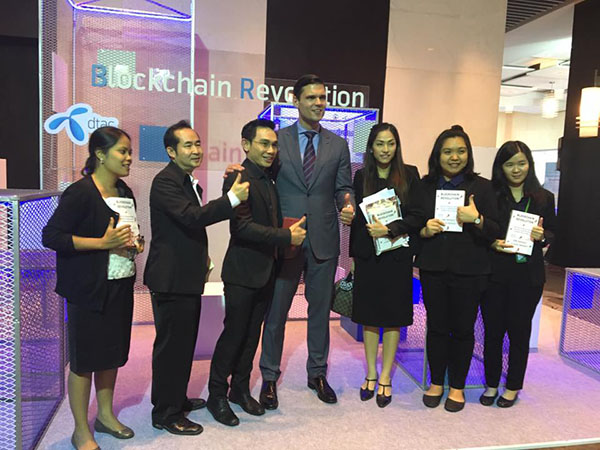 Alex Tapscott, at center, at Friday's Blockchain Revolution event in Bangkok. Photo: Alex Tapscott / Facebook