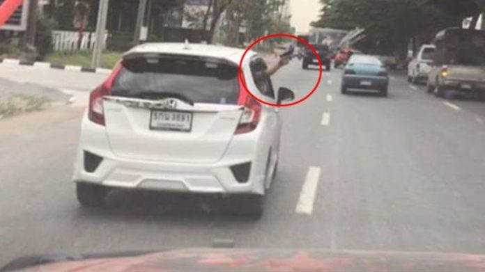 A screencap from a video of Wednesday’s road rage