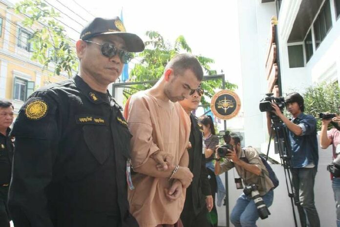 Erawan Shrine bombing suspect Adem Karadag was brought on Nov. 2 to a military court in Bangkok.