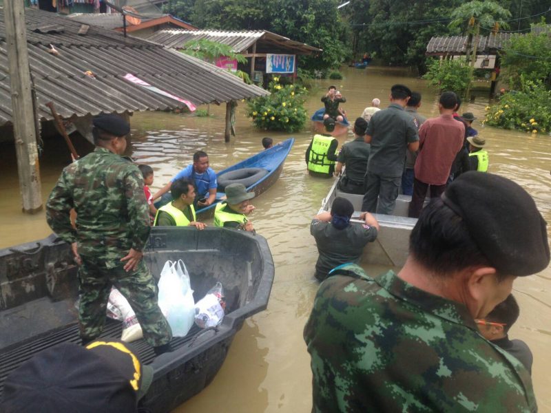Rescue workers and residents Wednesday in Songkhla province.