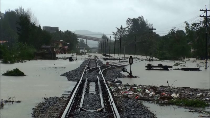 Flooded tracks on Wednesday in Nakhon Si Thammarat province.