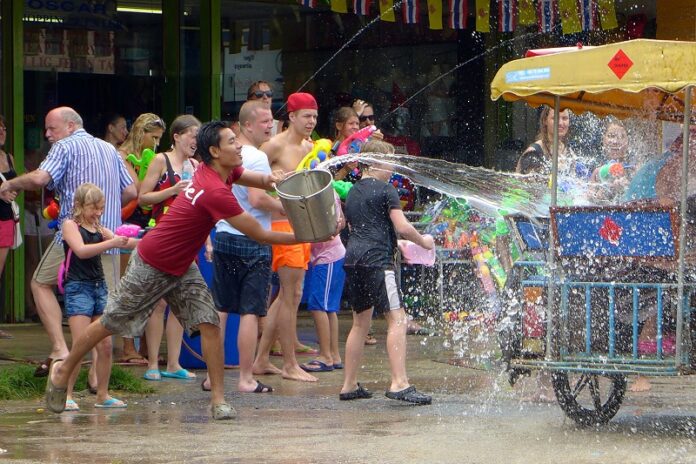 Tourists partake in Songkran festivities in 2013 on Krabi. Photo: Madeleine Deaton / Flickr