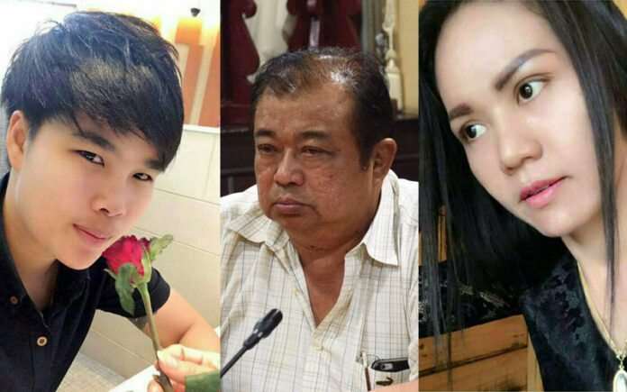 Police believe Suphaksorn Pontaisong, at far left, was kidnapped and murdered on the orders of Col. Amnuay Pongsawat, at center. Both were romantically involved with Kannika Krumrum, at right, who is also a suspect in Suphaksorn's disappearance.