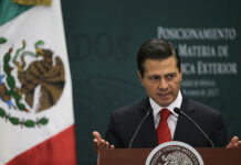 Drug Trafficker Tells of Bribe to Ex-President of Mexico Mexico's then President Enrique Pena Nieto speaks in 2017 at Los Pinos presidential residence in Mexico City. Photo: Marco Ugarte / Associated Press