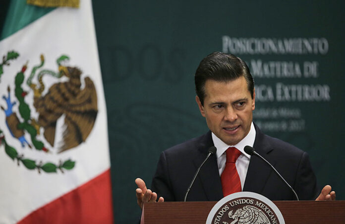 Mexico's then President Enrique Pena Nieto speaks in 2017 at Los Pinos presidential residence in Mexico City. Photo: Marco Ugarte / Associated Press