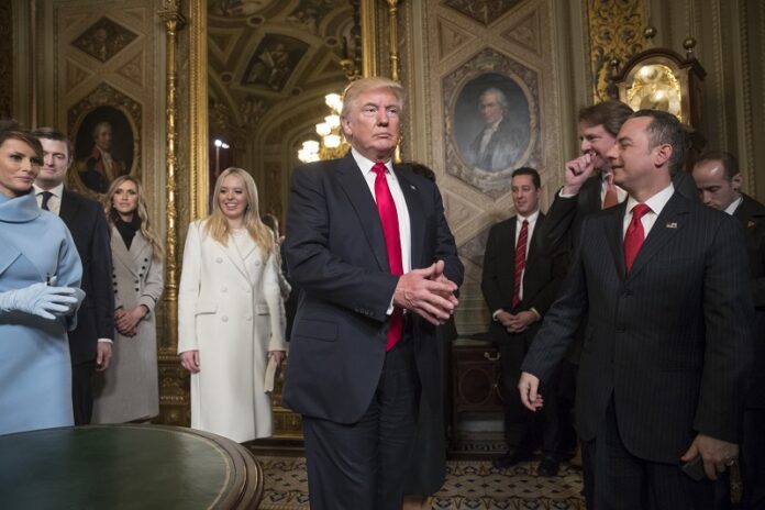 President Donald Trump leaves the President's Room of the Senate on Capitol Hill in January after he formally signed his cabinet nominations into law. Photo: J. Scott Applewhite, Pool