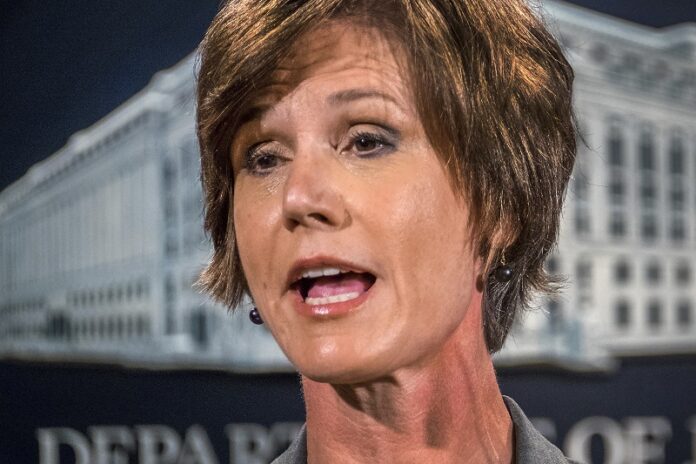 Then-Deputy Attorney General Sally Yates speaks last July at the Justice Department in Washington. Photo: J. David Ake / Associated Press