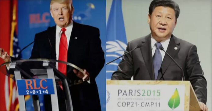 An image of US President Donald Trump seen alongside an image of Chinese leader Xi Jinping. Image: The Next News Network / YouTube