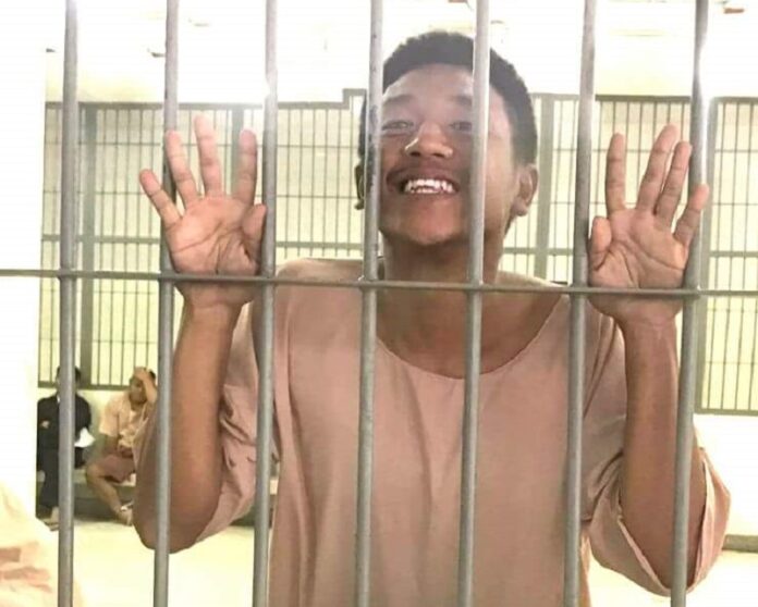 An undated photo of jailed activist Jatupat “Pai” Boonpattararaksa seen in prison while awaiting trial on a charge of royal defamation for sharing a BBC Thai article on Facebook. Photo: Sa-nguan Khumrungroj / Courtesy