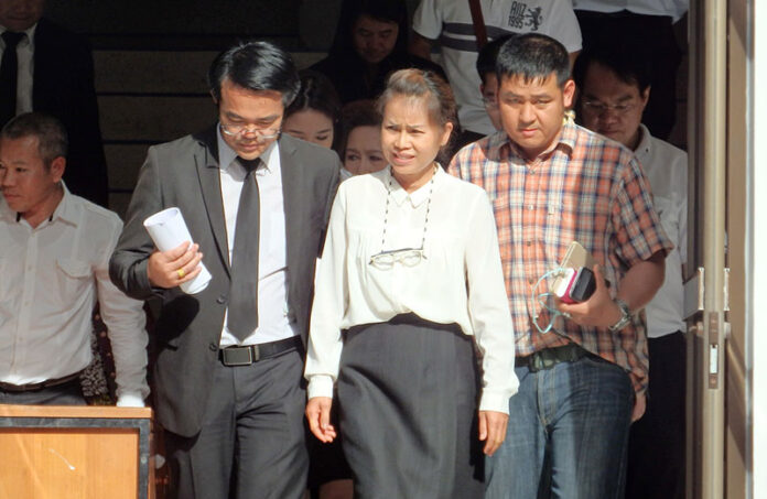 Jomsup Saenmuangkot outside the provincial court building Monday in Nakhon Phanom province.