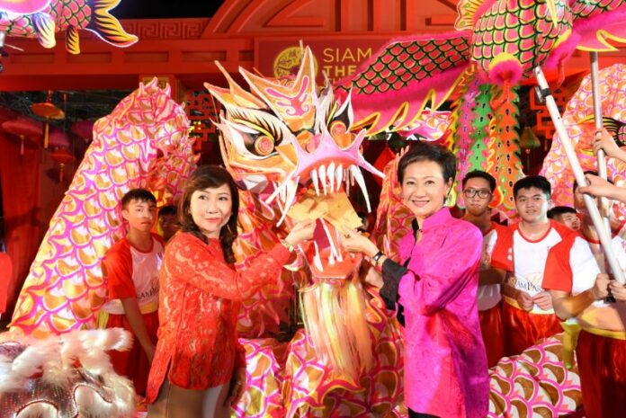 Siam Paragon execs launch a Chinese New Year event Feb. 9, 2016, to welcome Chinese tourists to the Bangkok shopping mall.
