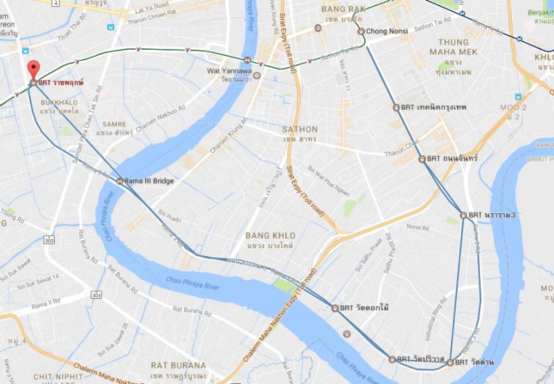 The BRT Sathon-Ratchapruek line. Image: Google