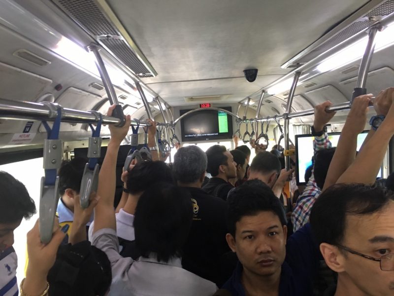 A full BRT bus leaves from the Thanon Chan stop 10:30am Tuesday.