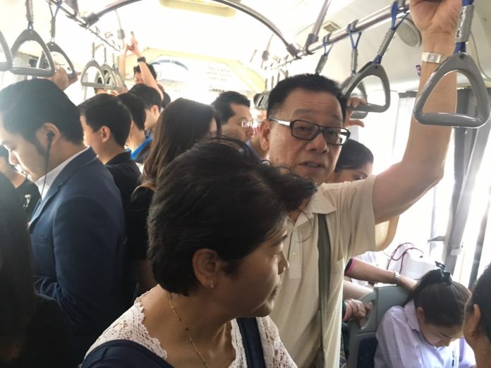 Kamhaeng and Nantana Lhorketsuwan on the BRT Tuesday morning.