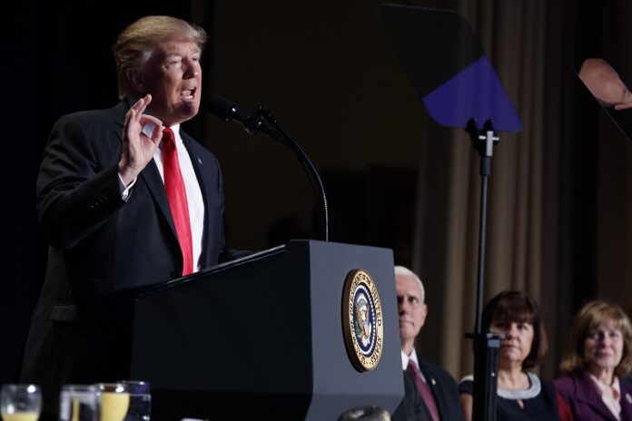 President Donald Trump speaks during the National Prayer Breakfast, last month in Washington. Photo: Evan Vucci / Associated Press
