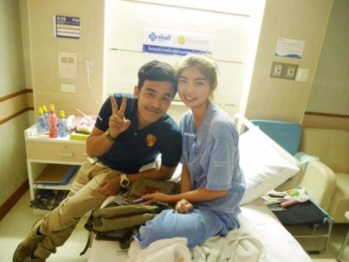 Naruedee Chotsanthia, at right, receives treatment Feb. 15 at Yanhee Hospital in Bangkok. Photo: Naruedee Chotsanthia / Facebook