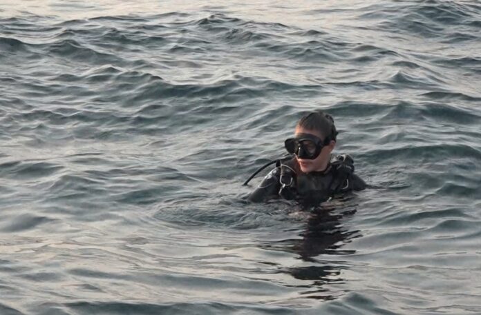 One of 19 volunteer divers on Tuesday in the waters off Koh Tao.