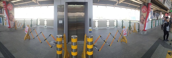 Despite Friday's announcement that it would be available, elevators at BTS On Nut were blocked off.