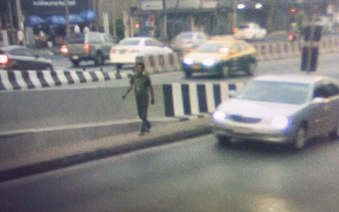 CCTV footage from police of Samran Muangkiew on Feb. 28 near the Thai Belgium Bridge.