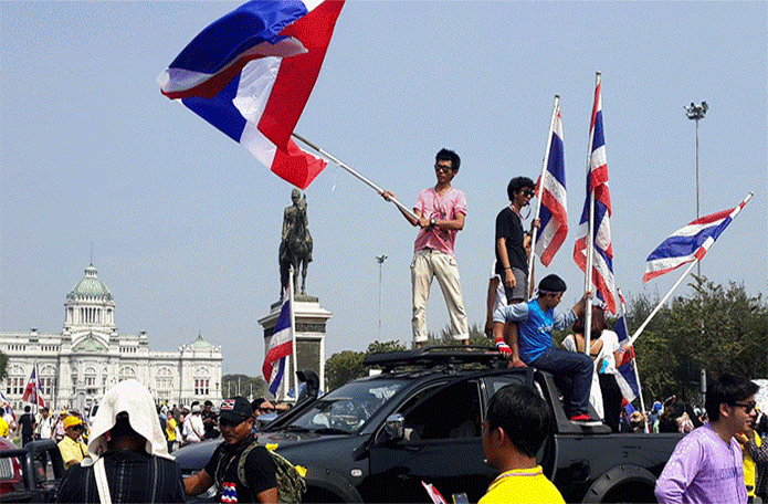 Anti-government protesters demand the ouster of the elected government Dec. 9, 2013, in Bangkok.