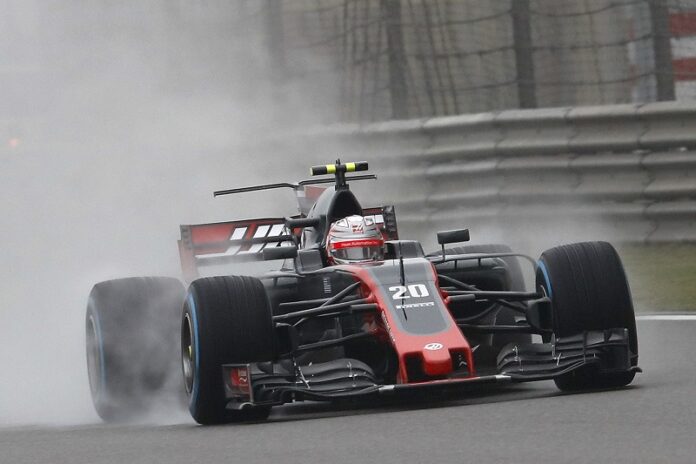 Haas F1 Team driver Kevin Magnussen of Denmark steers his car during the first practice session for the Chinese Formula One Grand Prix on Friday at the Shanghai International Circuit in Shanghai, China. Photo: Andy Wong / Associated Press