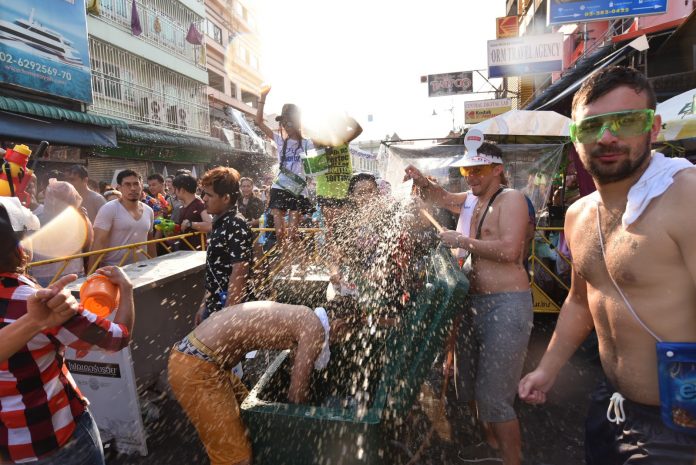 Songkran partygoers last April in Khaosan Road.