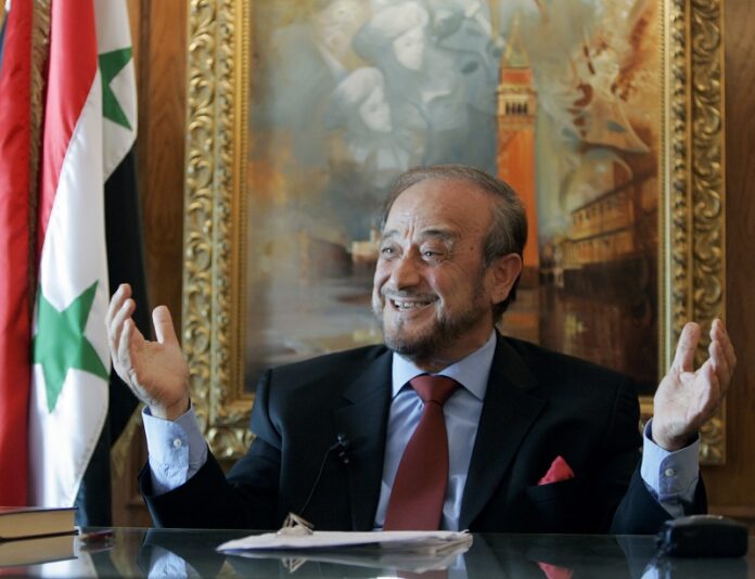 Rifaat Assad, the exiled uncle of Syrian President Bashar Assad speaks during an interview with The Associated Press in his office in 2005 in Marbella, southern Spain. Photo: Paul White / Associated Press