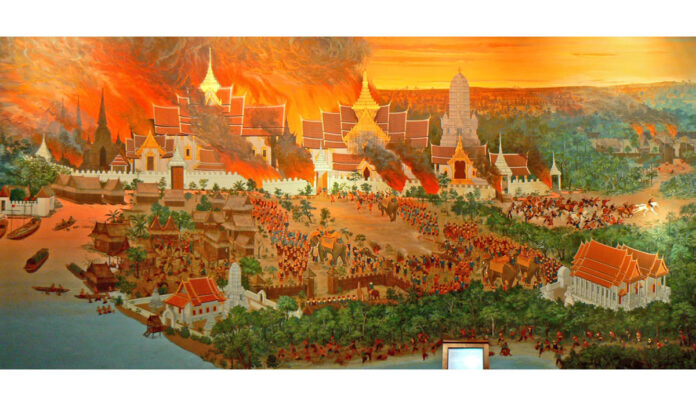 Mural of the sacking of Ayutthaya. Image: The National Memorial