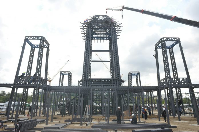 The structure of the main pyre for HM Rama IX’s crematorium as seen in March