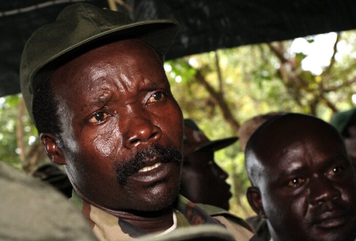 The leader of the Lord's Resistance Army Joseph Kony answers journalists' questions following a meeting with UN humanitarian chief Jan Egeland in 2006 at Ri-Kwangba in Southern Sudan. Photo: Stuart Price / Associated Press