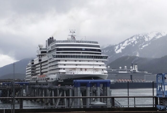 The first major cruise ships of the season arrived May 1 in Alaska's capital city, Juneau. Photo: Becky Bohrer / Associated Press