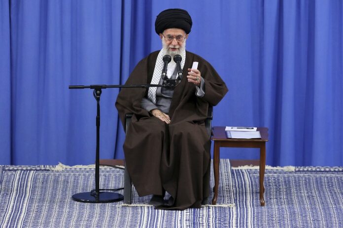 Supreme Leader Ayatollah Ali Khamenei addresses a group of teachers in 2016 in Tehran, Iran. Photo: Associated Press