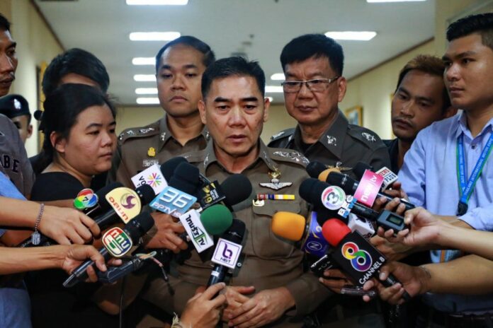Police commissioner Chakthip Chaijinda speaks to reporters Monday.