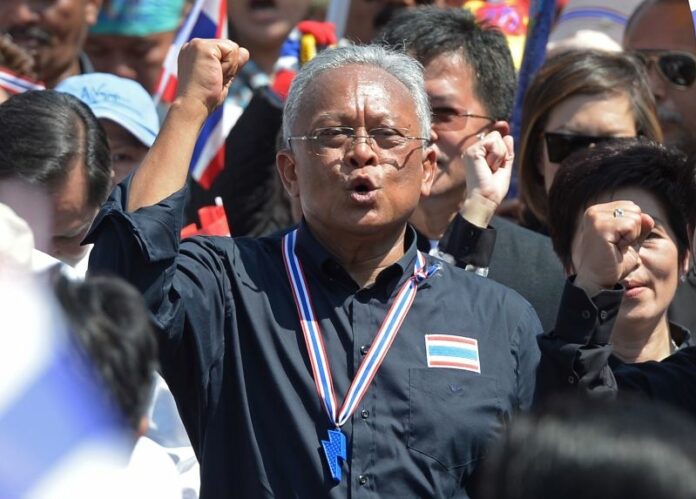Suthep Thaugsuban leads an anti-government street protest in a 2014 file photo.
