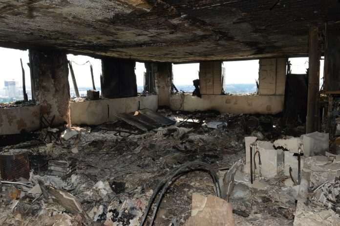 A photo released by the Metropolitan Police on Sunday showing a view of an apartment in the Grenfell Tower after fire engulfed the 24-storey building, in London. Photo: Metropolitan Police via Associated Press