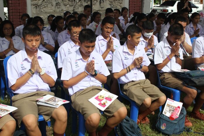Students at a merit-making ceremony in June in Phetchaburi province.
