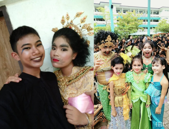 Students dress up as characters from Phrai Aphai Mani, an epic poem by the 19th century poet Sunthorn Phu. Photos: napac2519, Daranee_61142 / Twitter