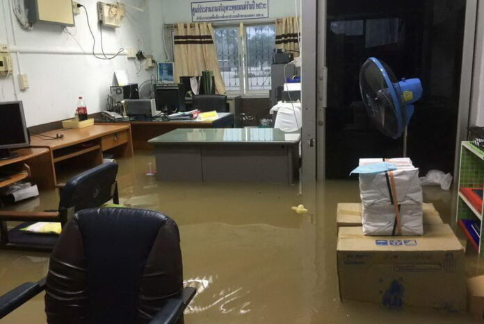 An office building hit by flood in Sakon Nakhon on Friday