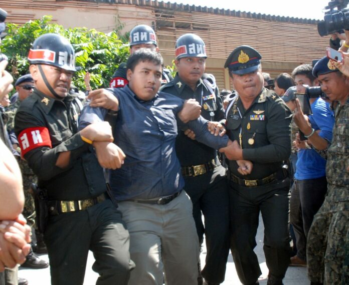 Soldiers arrested Sirawith Seritiwat on Dec. 7 shortly after they stopped his train excursion to Rajabhakti Park.