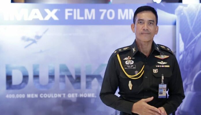 Army officer and actor Col. Wanchana Sawatdee poses at a Dunkirk movies screening Wednesday. Image: Major Cineplex / Facebook