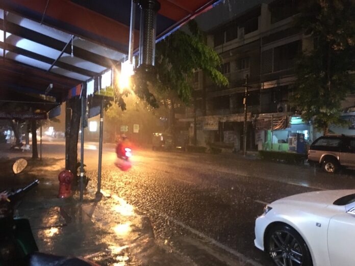 A flooded street Tuesday night in Yan Nawa district, Bangkok.