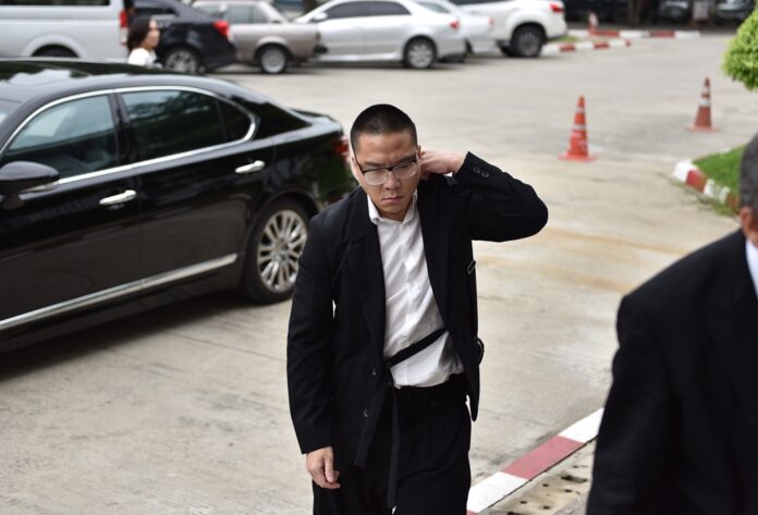 Jenphop Viraporn arrives at the court in Ayutthaya province on Wednesday
