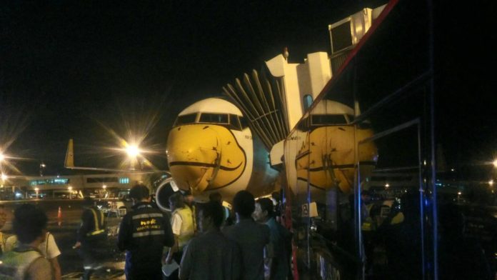 Nok Air bus was hit by AirAsia shuttle bus Friday night